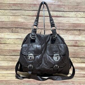 Hype Brown Leather Shoulder Purse